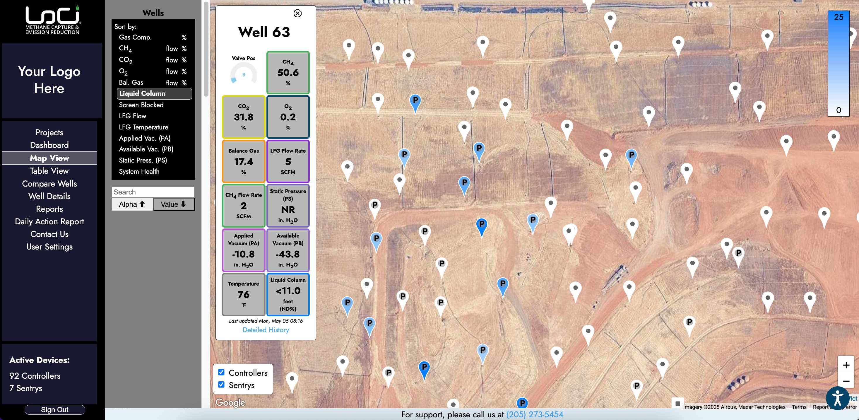 Liquid Level Measurement Map View